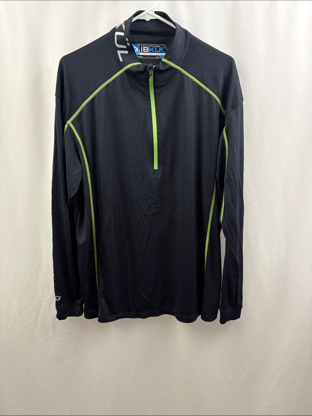 Ibkul Pullover Mens Large Gray 1/4 Zip Pockets Performance Golf Stretch - Picture 2 of 8